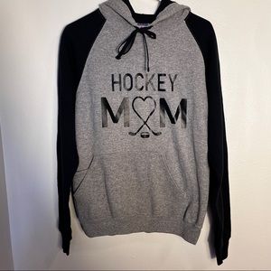 Hockey MOM Hoodie Sweatshirt Size Medium Jerzees Nublend